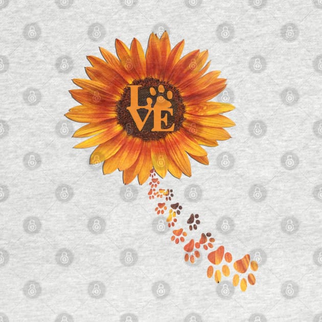 Sunflower Sunshine Love Paw Print Yellow Flower Pet, dog mom and cat mom cute Gifts by tamdevo1